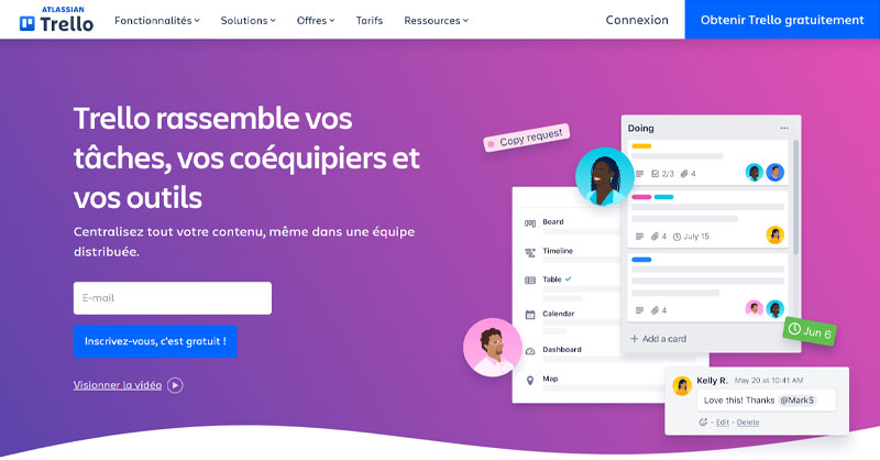 Trello : une plateforme excellent pour démarrer et gérer des projets simples ou modérés.