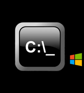 Cmd : Une icône noire avec le symbole C:\_représentant Cmd avec le logo windows.