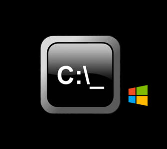 Cmd : Une icône noire avec le symbole C:\_représentant Cmd avec le logo windows.