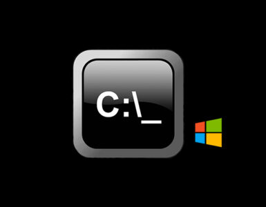 Cmd : Une icône noire avec le symbole C:\_représentant Cmd avec le logo windows.