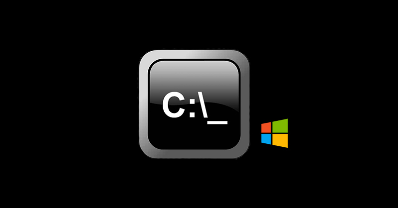 Cmd : Une icône noire avec le symbole C:\_représentant Cmd avec le logo windows.